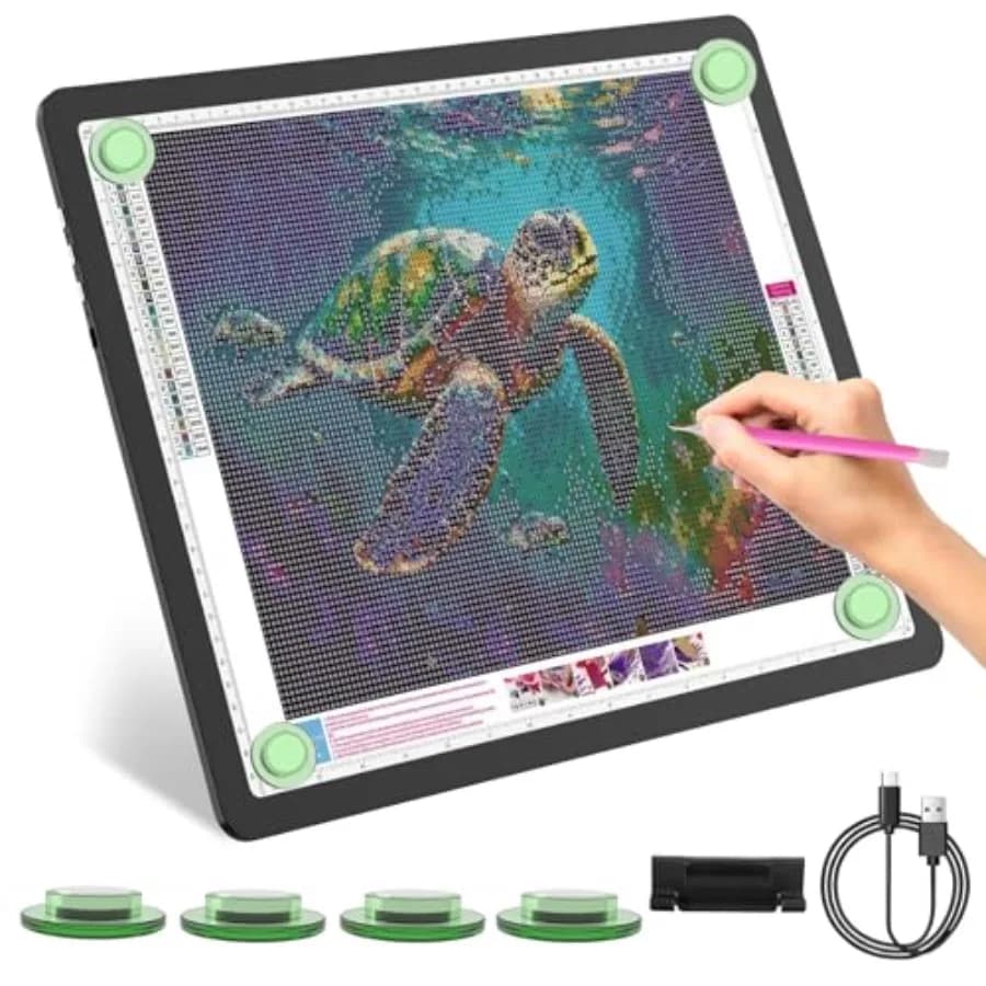 Tavoletta Luminosa Ricaricabile A3 per Diamond Painting con Batteria da 4000mAh, Pulsanti Fisici Laterali, Tavoletta Luminosa Magnetica 13.4x18.2 Pollici L