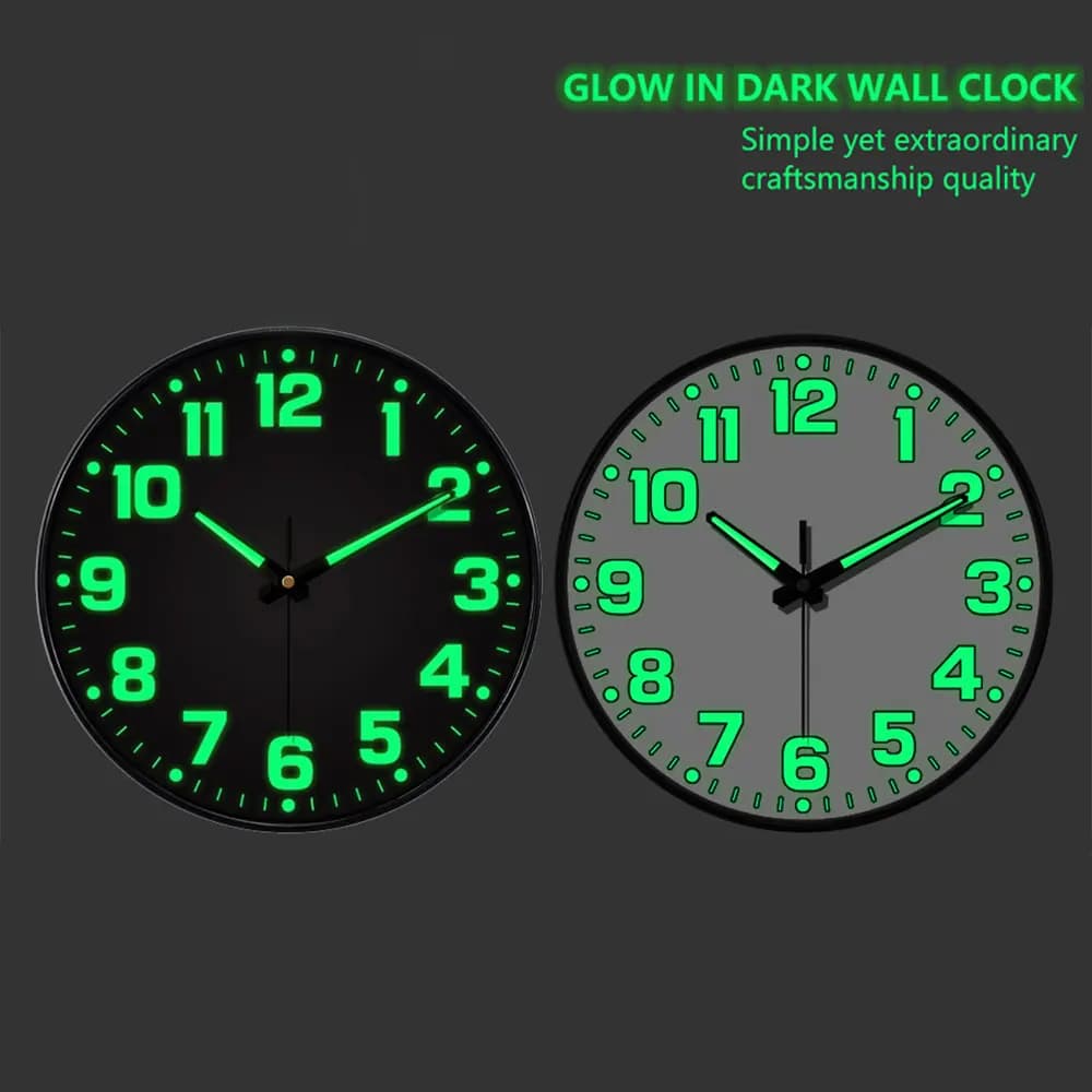 1 PC Orologio da parete luminoso Luce notturna oscura Movimento al quarzo digitale Camere da letto Soggiorno Studio Altoparlante Orologio muto