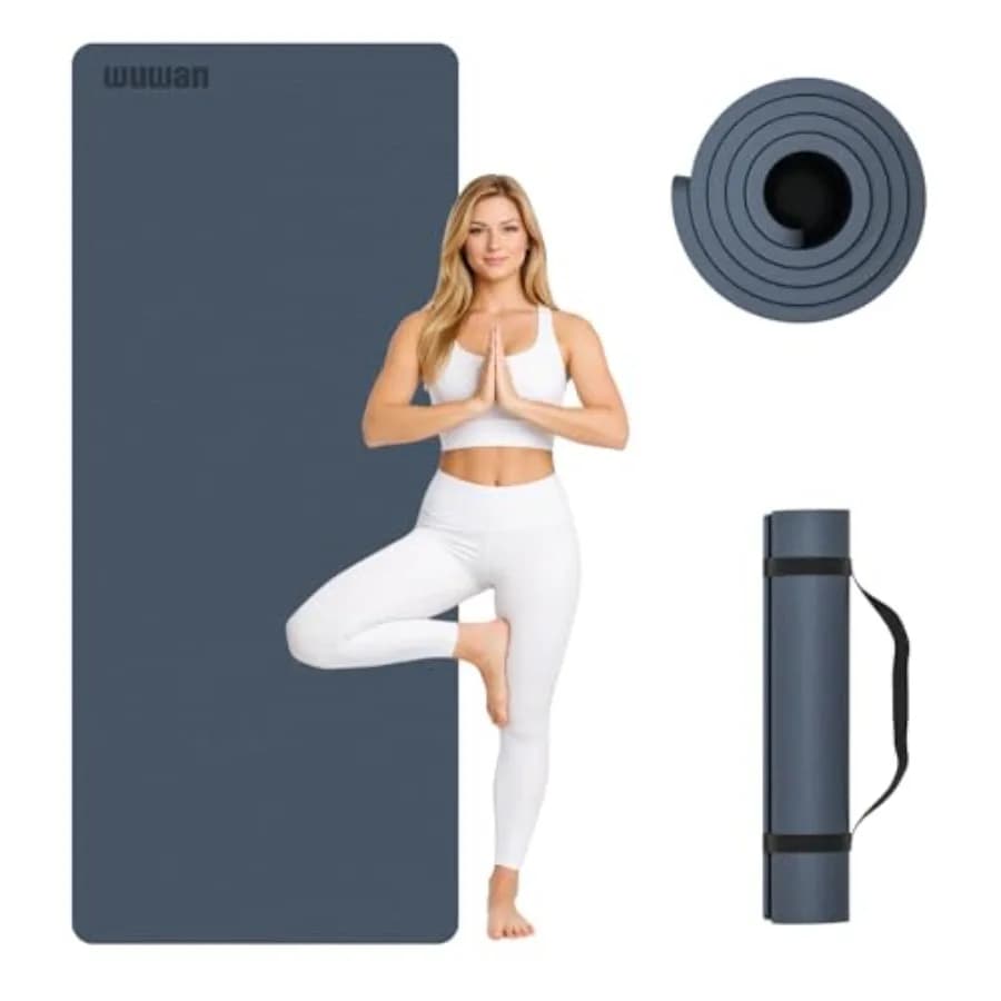 Tappetino Yoga 10 mm 183x66 cm in TPE Antiscivolo, Spessore 0,4 Pollici, Facile da Trasportare, per Yoga, Pilates e Allenamento Professionale