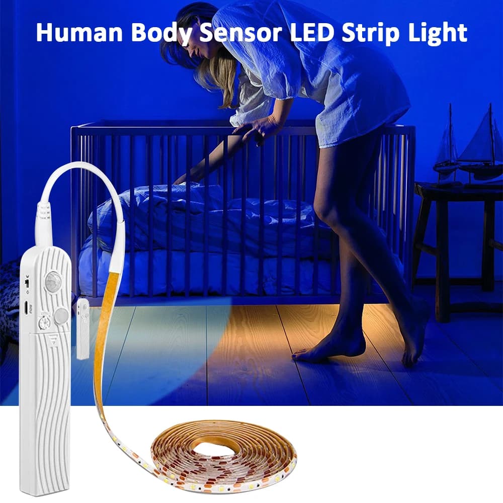 LED Motion Sensor LED Light Striped Light Striped Lighting AAA Battery Waterproof for Kitchen Wardrobe Cabinet