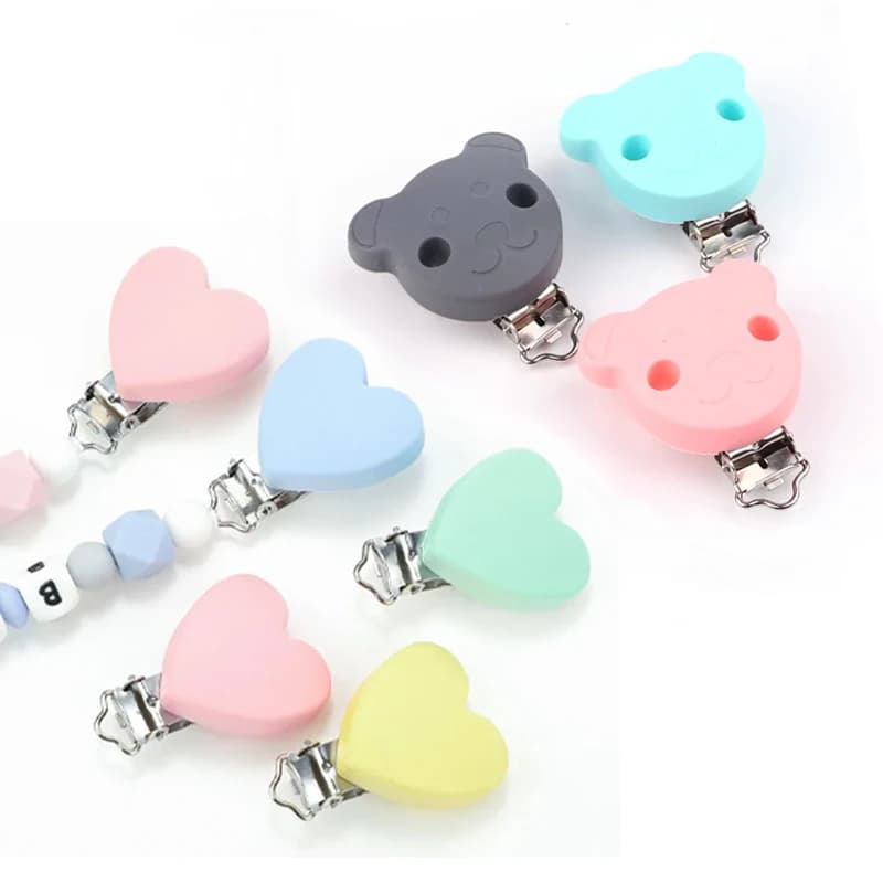 3 pezzi clip in silicone a forma rotonda porta ciuccio clip per ciuccio per bambini accessori per catena ciuccio per dentizione fai da te senza BPA