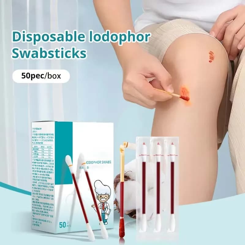50-500 pezzi di cotone con iodio usa e getta ​ Tamponi sterilizzati ​ Kit di emergenza per famiglia di assipsie, per la cura, sanitario, portatile, per esterni