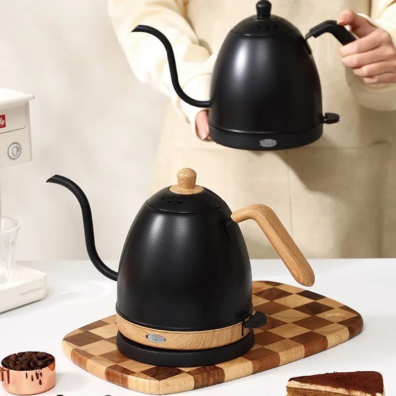800ml Gooseneck Pour-over Electric Coffee Pot 304 Stainless Steel Electric Kettle Teapot 1000W Home Quick Kettle Auto Power Off