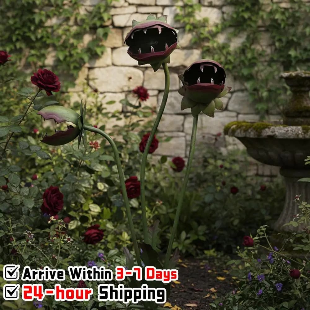 Decorazione Artificiale a Forma di Trappola per Mosche Venus, 25 Pollici di Altezza, Spaventosa Scultura Decorativa da Giardino per Aiuole, Patii e Fioriere
