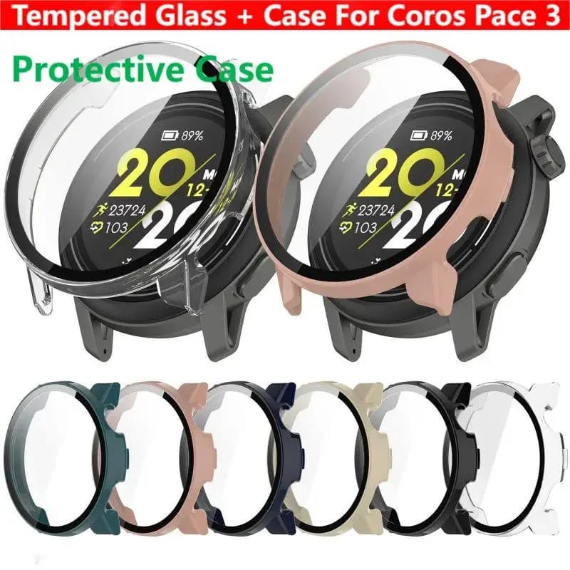 Vetro temperato + custodia per Coros Pace 3 Smart Watch cinturino paraurti guscio copertura completa protezione schermo accessori Pace3