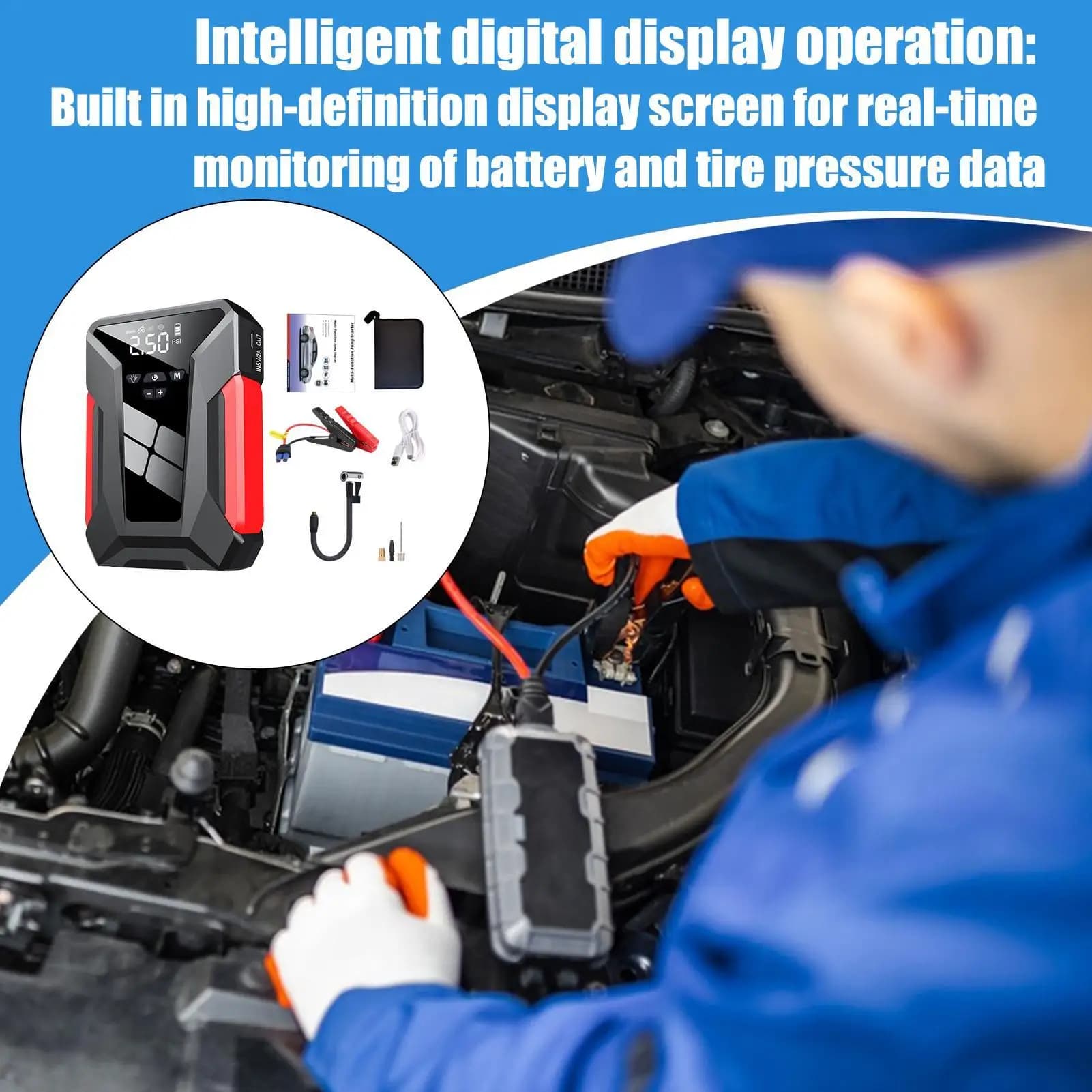 Per caricabatteria per avviamento batteria per auto, pacco di emergenza per batteria per auto, pacchetto booster automatico di lunga durata, accessori per gonfiaggio pneumatici per il lavoro