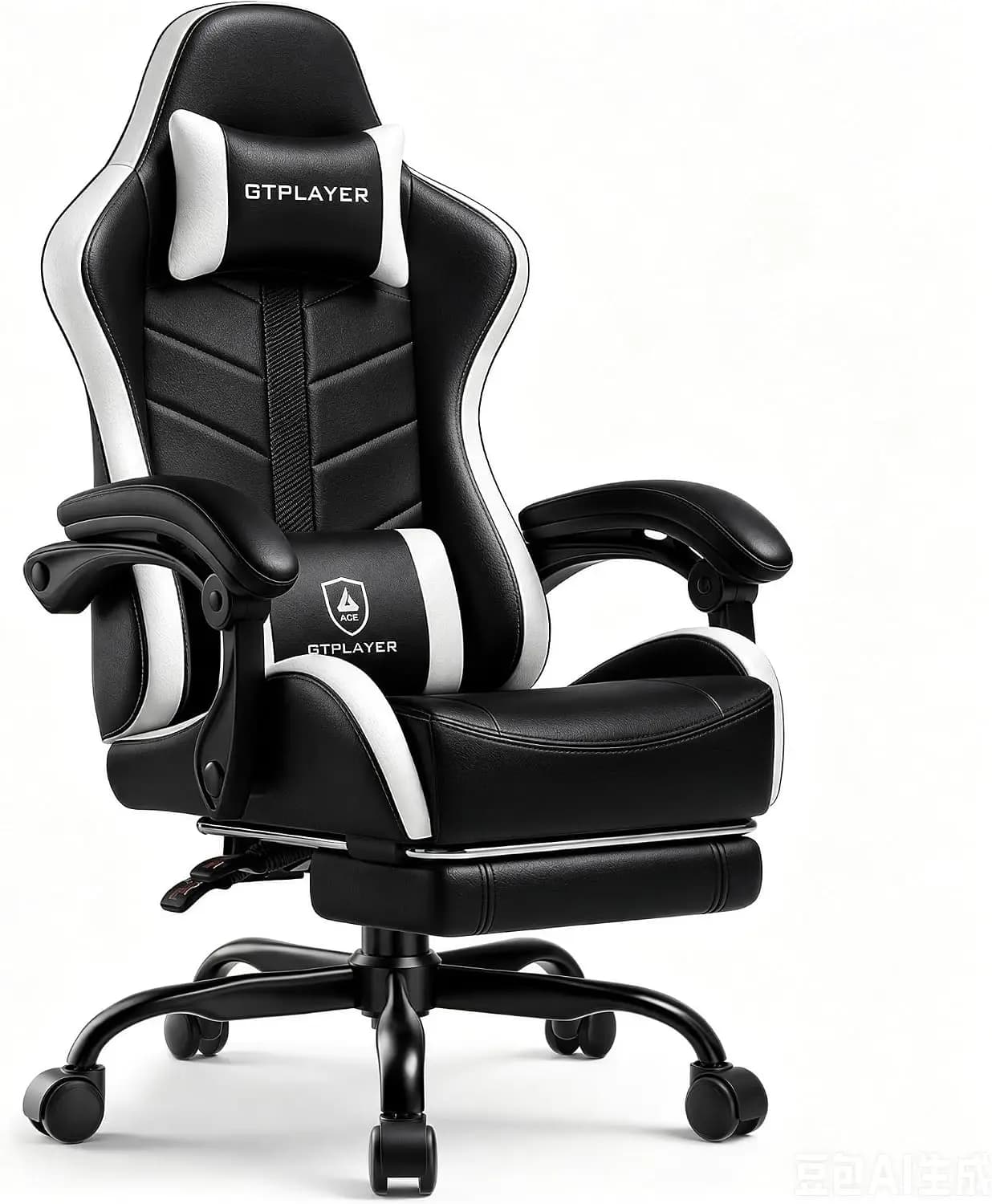 Gaming Chair for Adults, Ergonomic Computer Gaming Chair with Footrest, Height Adjustable, 90-155° Recline & Removable Headrest