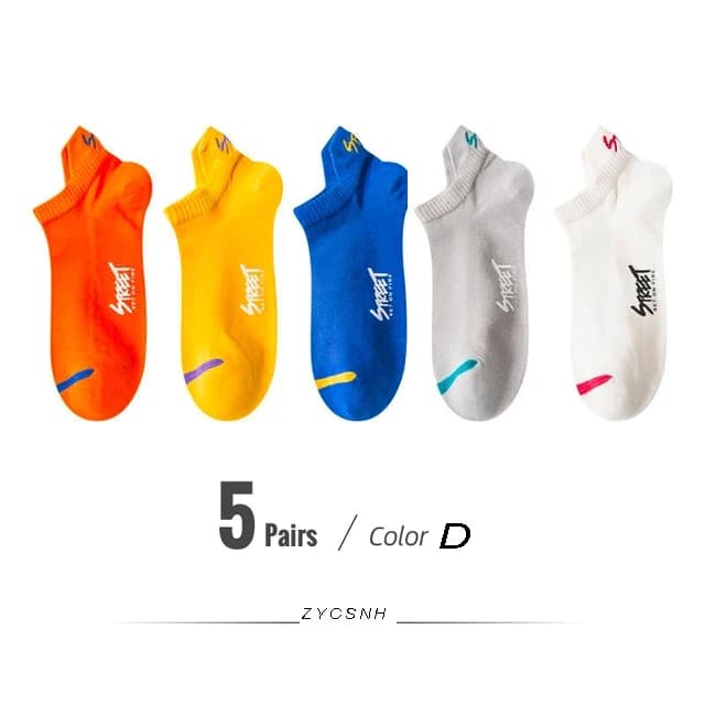 5/10 Pairs Unisex Bright Color Mesh Ankle Socks, Summer Thin Breathable Street Fashion Running Sports Short Socks for Men Women
