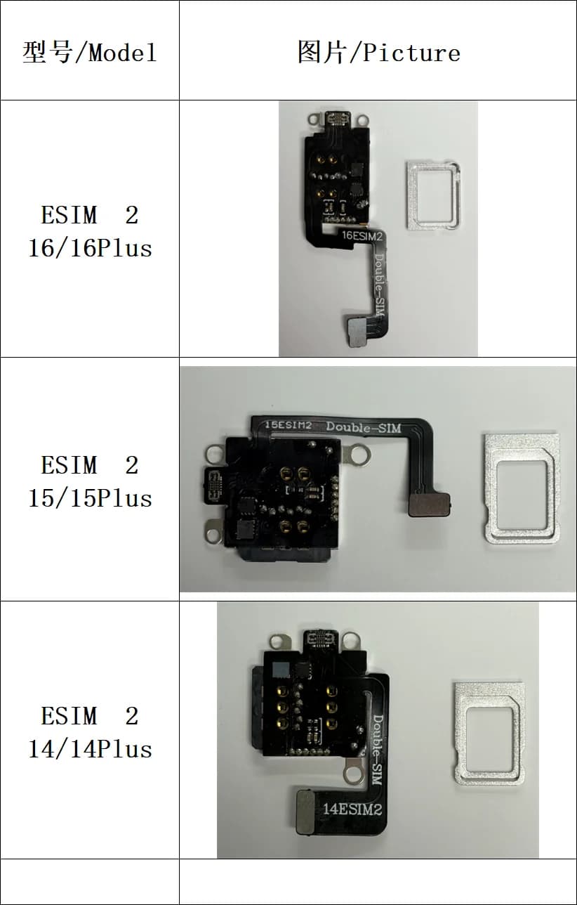 MEP flex with Esim 2 for iphone14 14plus IP15 15Plus and IP16 16plus