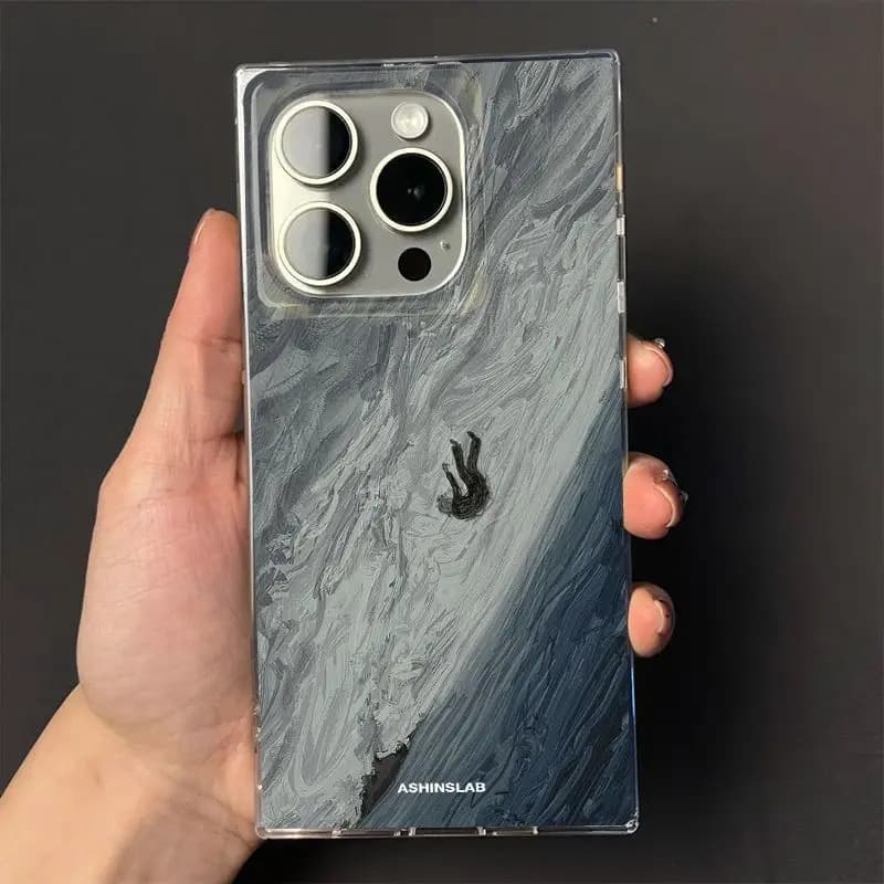 Custodia per telefono con pittura a olio che cade nell'abisso per iPhone17 16 15 14 13 12 11ProMax PLUS AirINS Cover morbida rettangolare trasparente