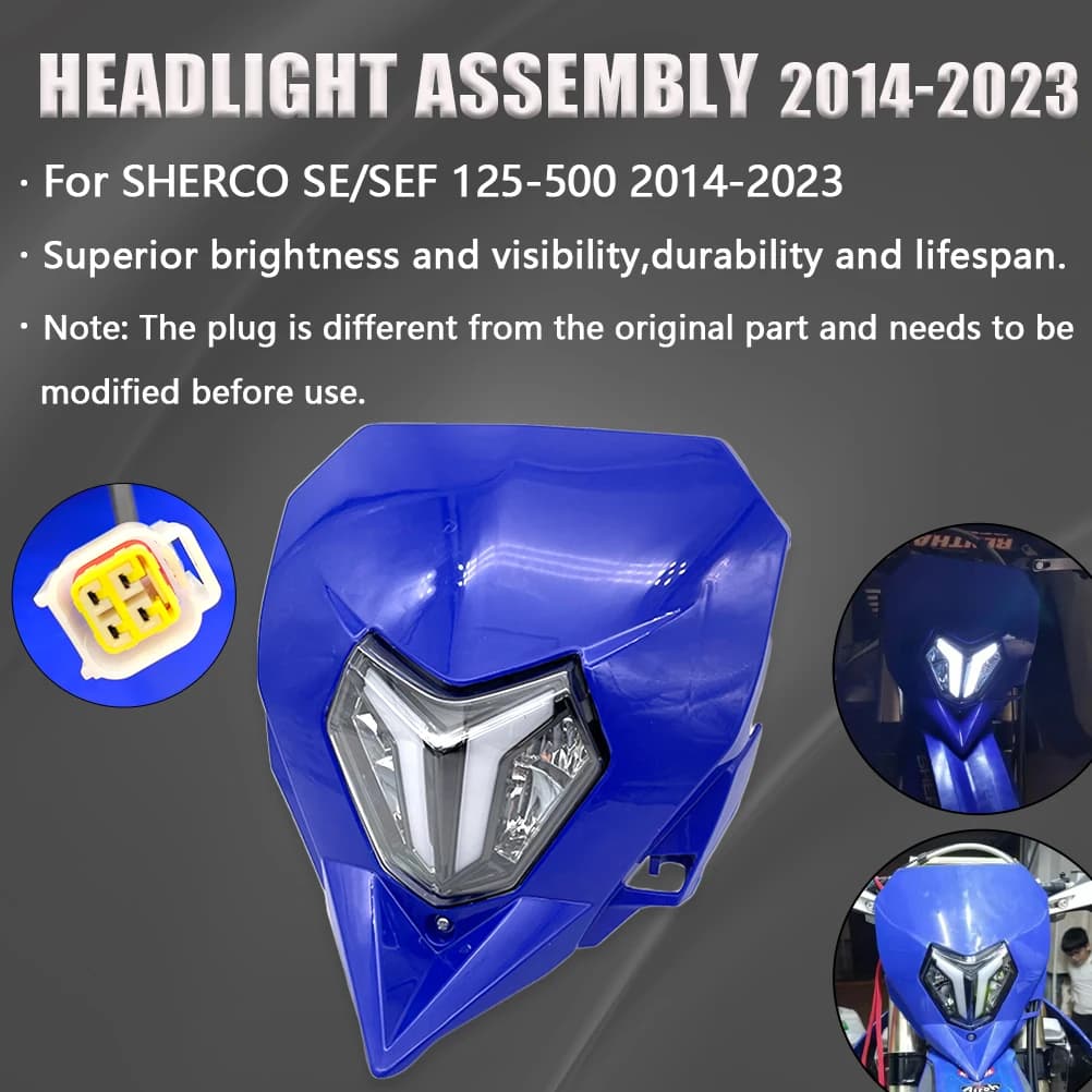 Faro LED per Moto SHERCO 2014-2023, Gruppo Ottico Anteriore SE SEF 125 250 300 450 500 3065+3053, Accessori per Moto