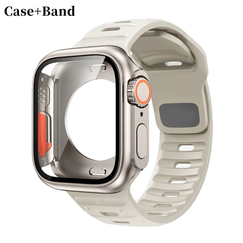 Cinturino in silicone + custodia per custodia Apple Watch 44mm 45mm 41mm 40mm Proteggi schermo Cambia in Ultra per iWatch Series 8 7 SE 6 5 3