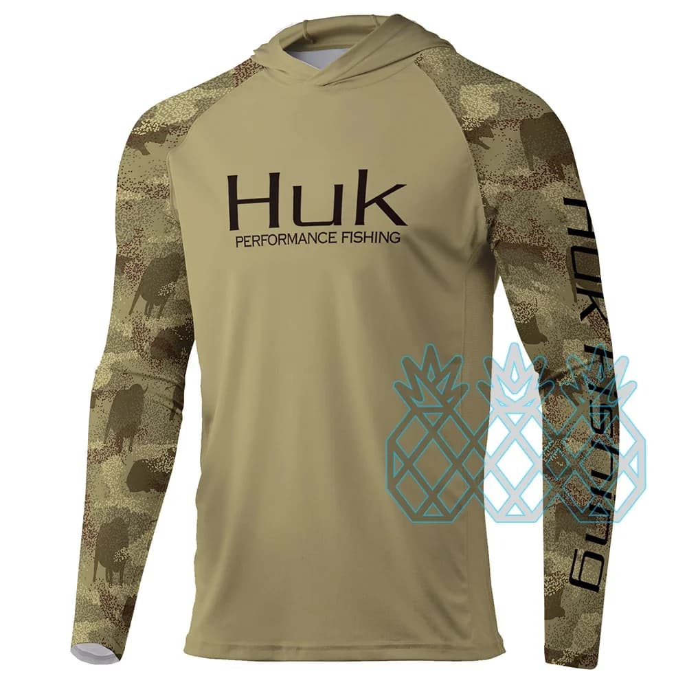 HUK Performance Fishing Shirts Man Long Sleeved Hoodie Top Fishing Open Air Sport UV Protection UPF 50+ Breathable Fishing Clothing