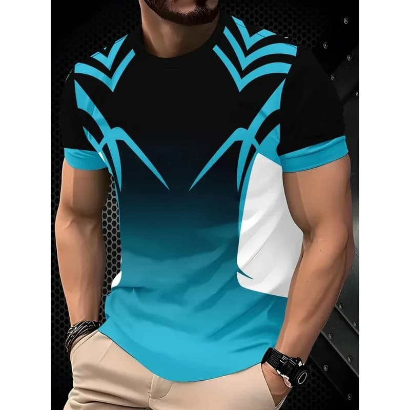 Men's Summer T Shirts Quick Dry Crew Neck Short Sleeve Gym Running Outdoor Fitness Casual Sportswear