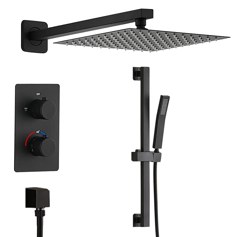 Concealed Mounted Thermostatic 2 Function Bathroom Built In Concealed Shower Mixer Set Suitable Elevating Shower For Hotel Use