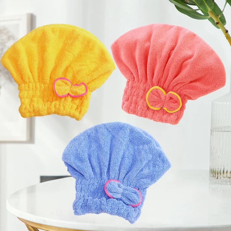 Turbante in microfibra super assorbente ad asciugatura rapida per donna, con fiocco, per spa e bagno