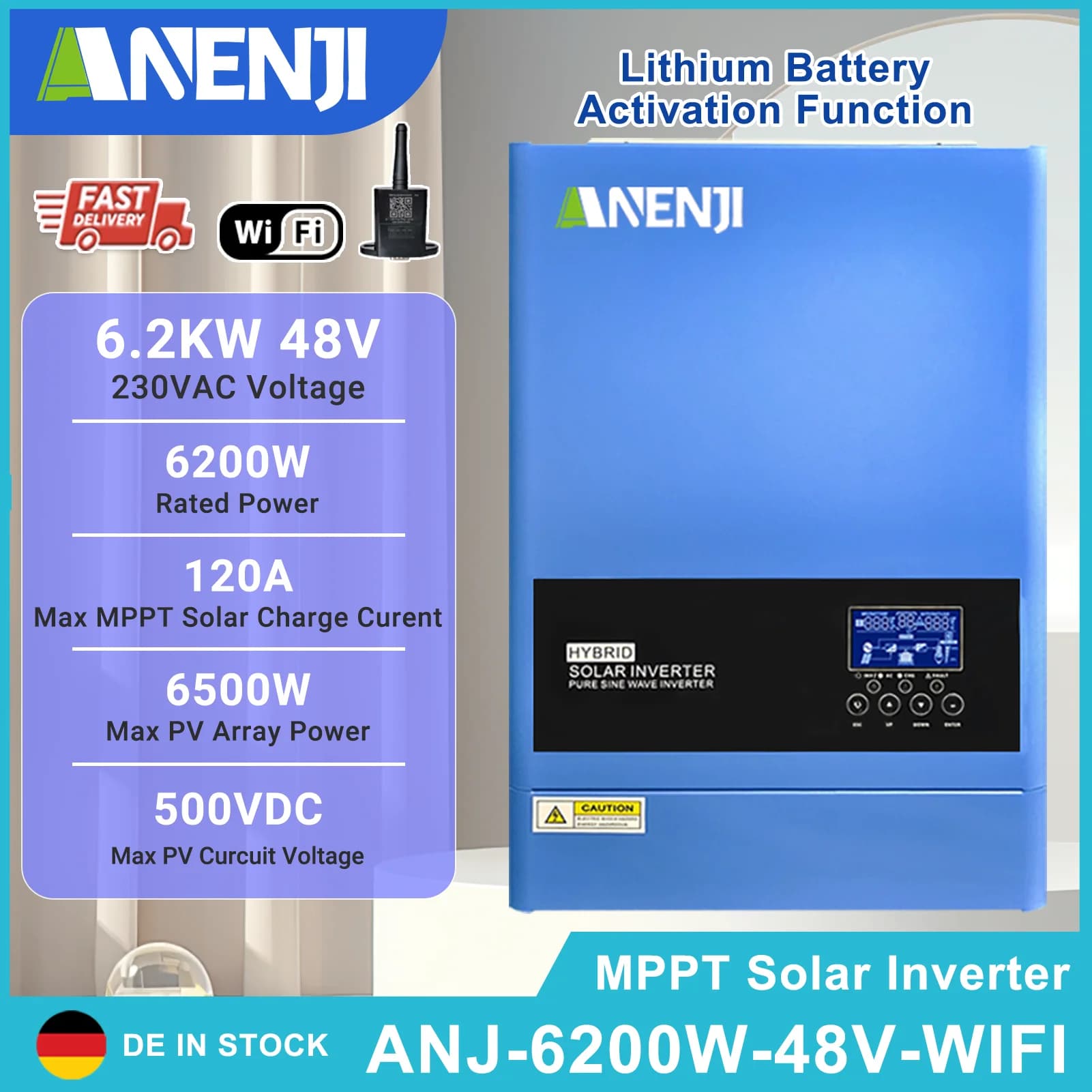 4KW 6.2KW Inverter solare ibrido 24V 48V Inverter a onda sinusoidale pura Off Grid Inversor fotovoltaico MPPT 100A Regolatore di carica solare