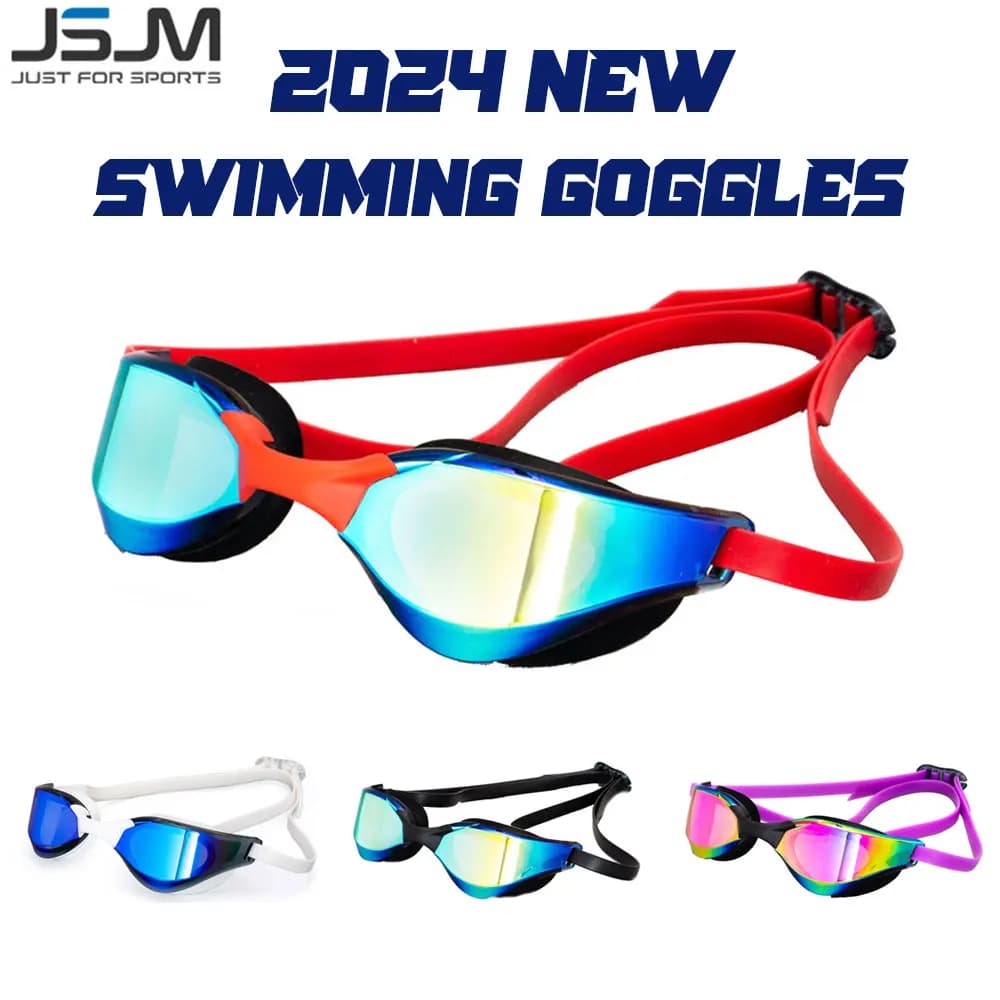 JSJM Professional Swimwear for Adults, Anti-fog, HD, UV Protection, Silicone Adjustable for Men and Women