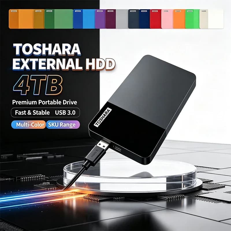 Portable 13 Color External Hard Drive 2.5 Inch USB3.0 Mobile HDD 1TB 4TB High Speed Disk for Desktop Laptop File Backup Storage