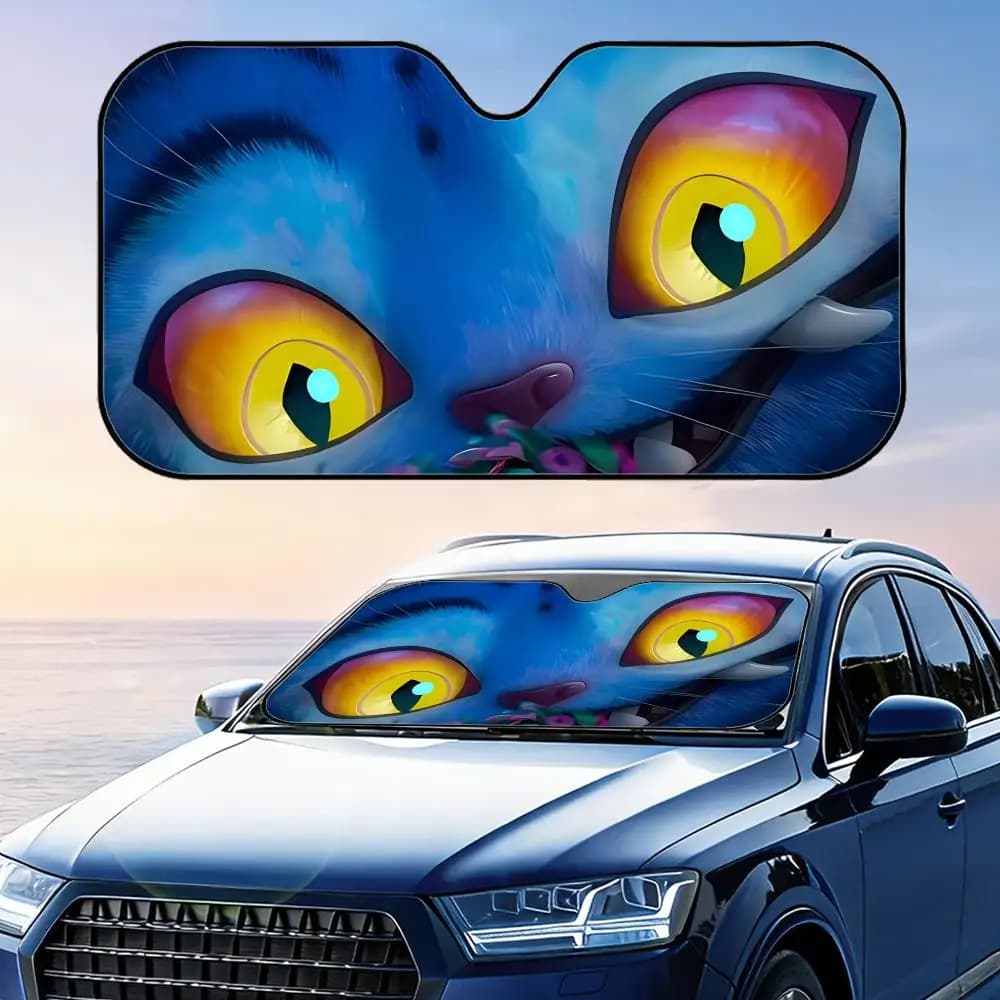 Cartoon D-Derpy Eye Sun Visor Reusable Aluminum Foil Car Sunshade UV Protection Heat Insulation Windshield Cover