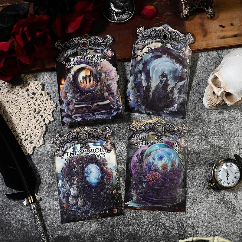 Confezione di adesivi per scrapbooking serie Halloween Dark Vintage da 20 pezzi, materiale perfetto per il collage di forniture fai da te per il diario