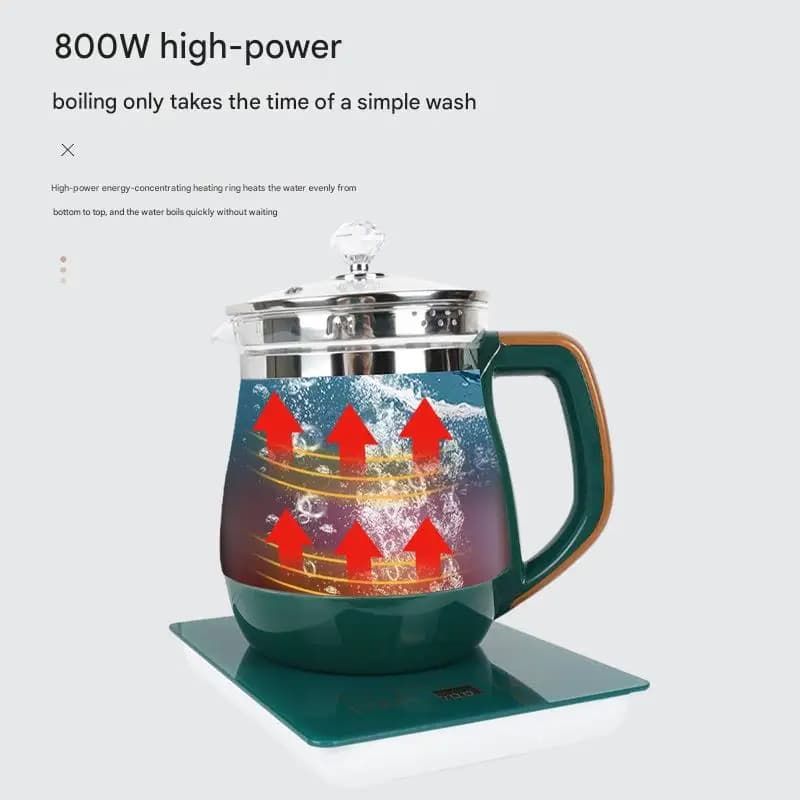 Teiera Elettrica Multifunzione da 1,8 Litri, Bollitore in Vetro per Infusi Floreali, Pentola Portatile per la Salute