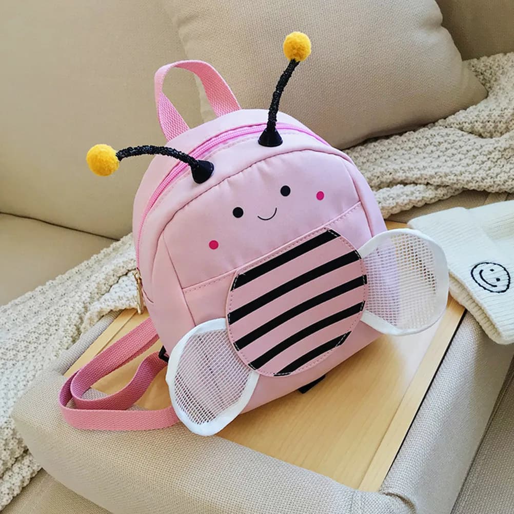 Zaino per Bambini da Esterno Rosa con Ape Cartone Animato, Borsa Anti-Smarrimento, Custodia da Viaggio per Ragazze, per Danza, Scuola, Yoga, Spiaggia