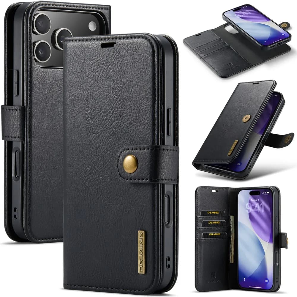 DG.Ming Phone Case For Iphone 17 Pro Max 17 Air 16 Plus 16e Magnetic Leather Split Type Card Holder Back Cover