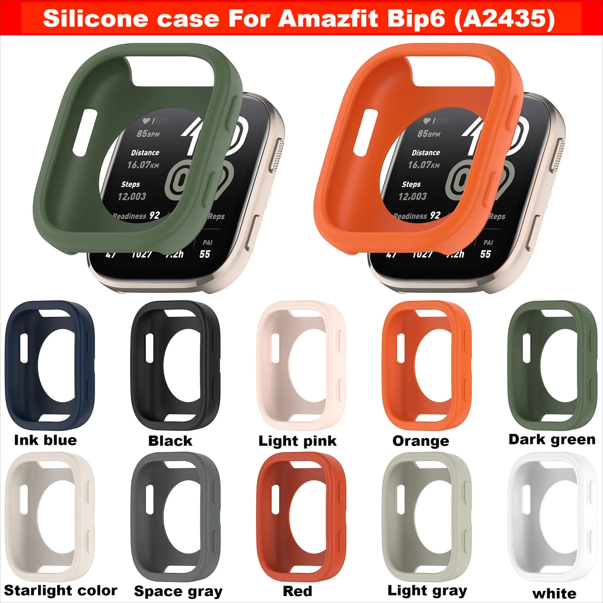 Custodia morbida per Amazfit Bip6 (A2435) cinturino per orologio intelligente Protezione per lo schermo paraurti in gomma siliconica per Amazfit Bip 6 accessori di copertura