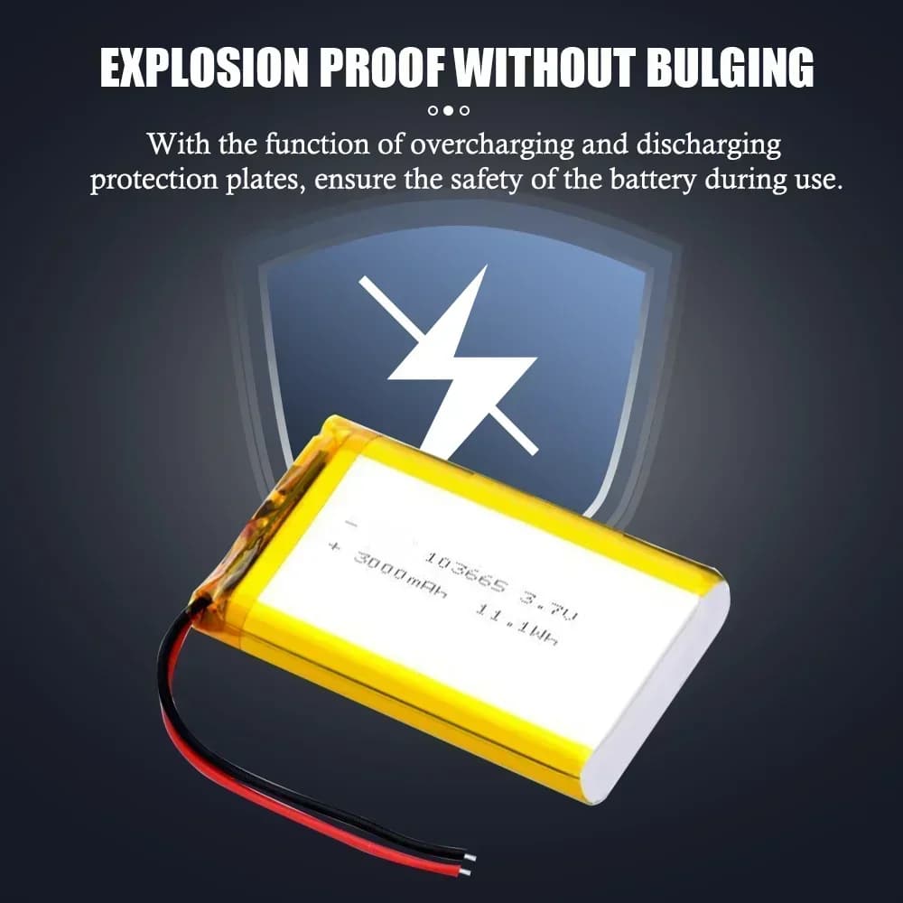 103665 3000mAh 3.7V Batteria ricaricabile ai polimeri di litio per luce LED Altoparlante Bluetooth Fotocamera GPS Registratore di guida Nuovo