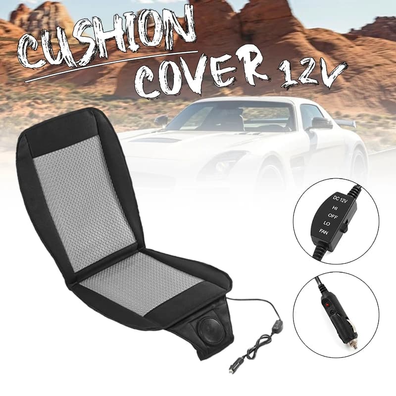 12V Car New Summer Cool Cushion Fan Blowing Ventilation Seat Covers Auto Seat Cooling Air Pillow + Cigarette Lighter Controller