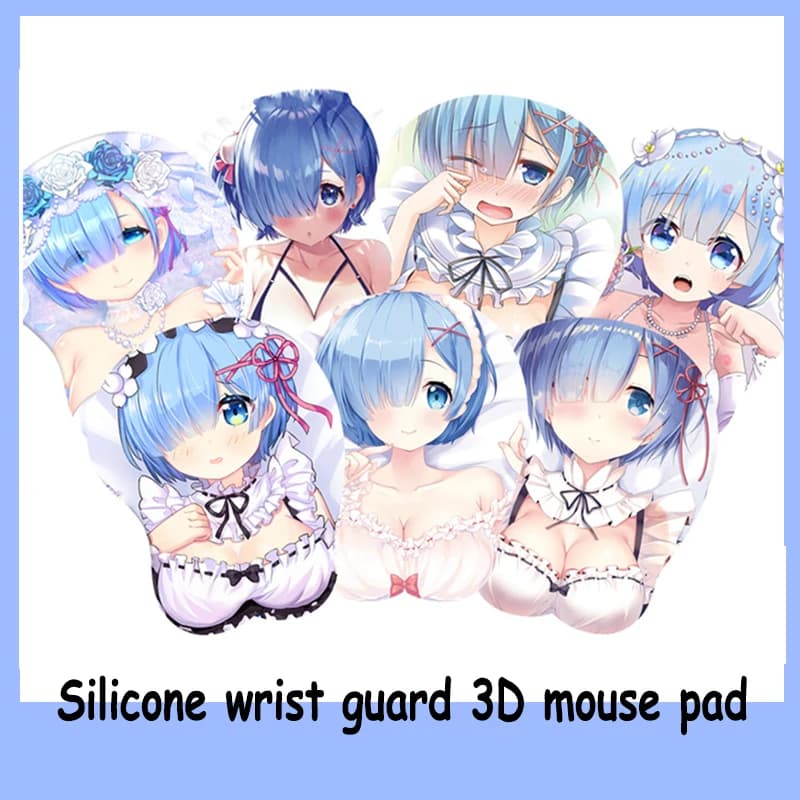55x215x30mm Anime Rem Serie 3D Mousepad Blu Protezione per le mani Pad Protezione per il polso in silicone Tappetini per mouse Decorazione della tavola e accessori
