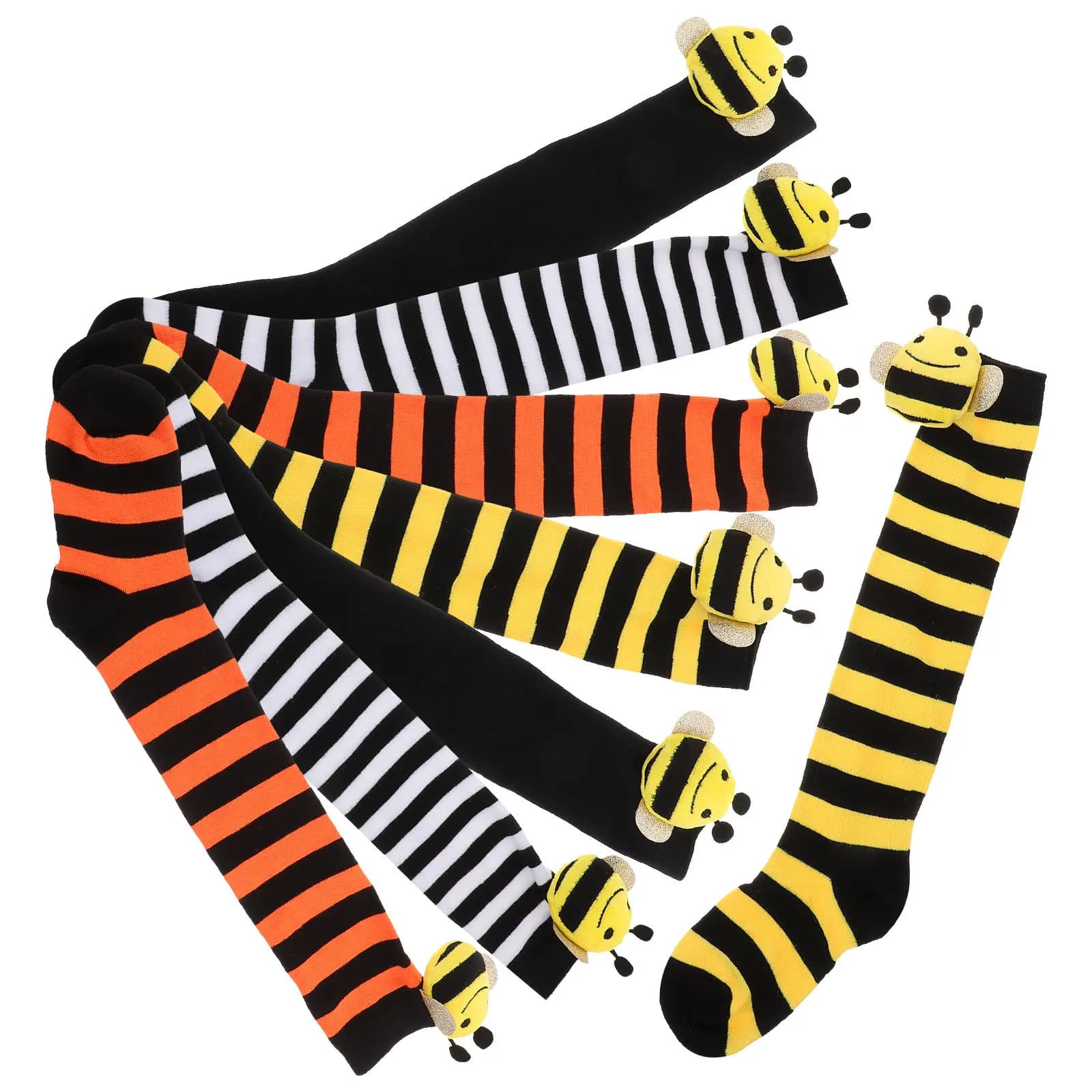 4 paia di calzini lunghi per bambini, calzini morbidi e traspiranti per cosplay a tema ape, calze decorative sopra il ginocchio alla moda per ragazze.