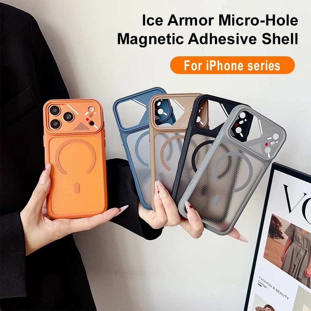 Luxury Magnetic Shockproof Hybrid Phone Case For iPhone 17 Pro Max 16 15 14 13 12 11 17promax Magsafe Armor Cooling Cover Funda