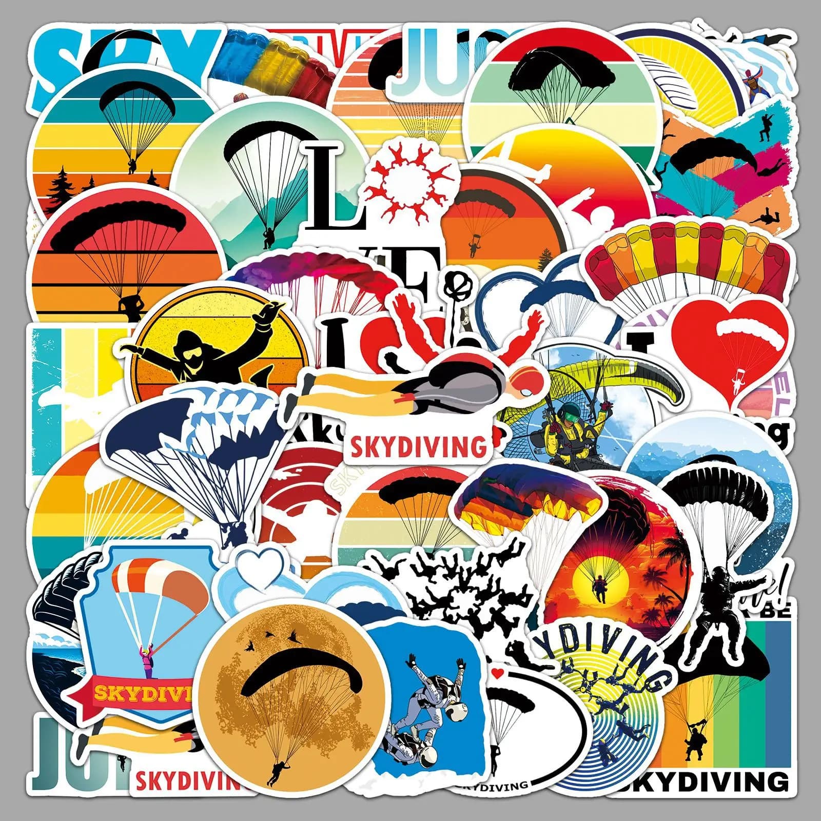 50 Pezzi Adesivi Graffiti Sportivi per Paracadutismo, Decorazioni Personalizzate per Telefoni, Astucci, Scrapbook, Valigie, Giocattoli
