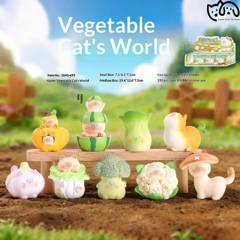 World Of Vegetables Vegetable Cat New Blind Box Figurine Emotional Healing Ornament Home Desktop Decoration Gift For Young Women