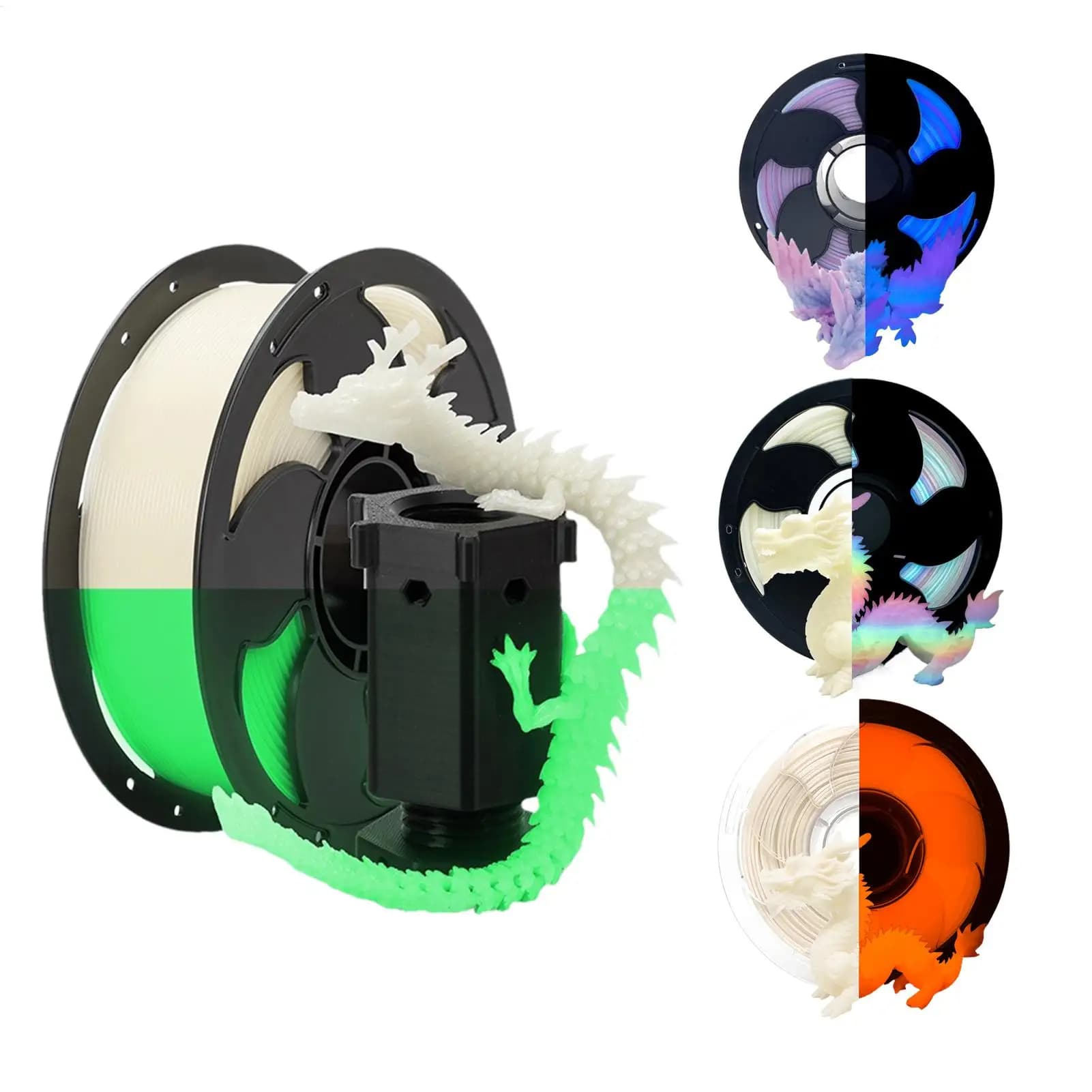 Filament for 3D printing P LA of 1,75 mm, luminescent, rainbow, snail, in coil, 1 kg