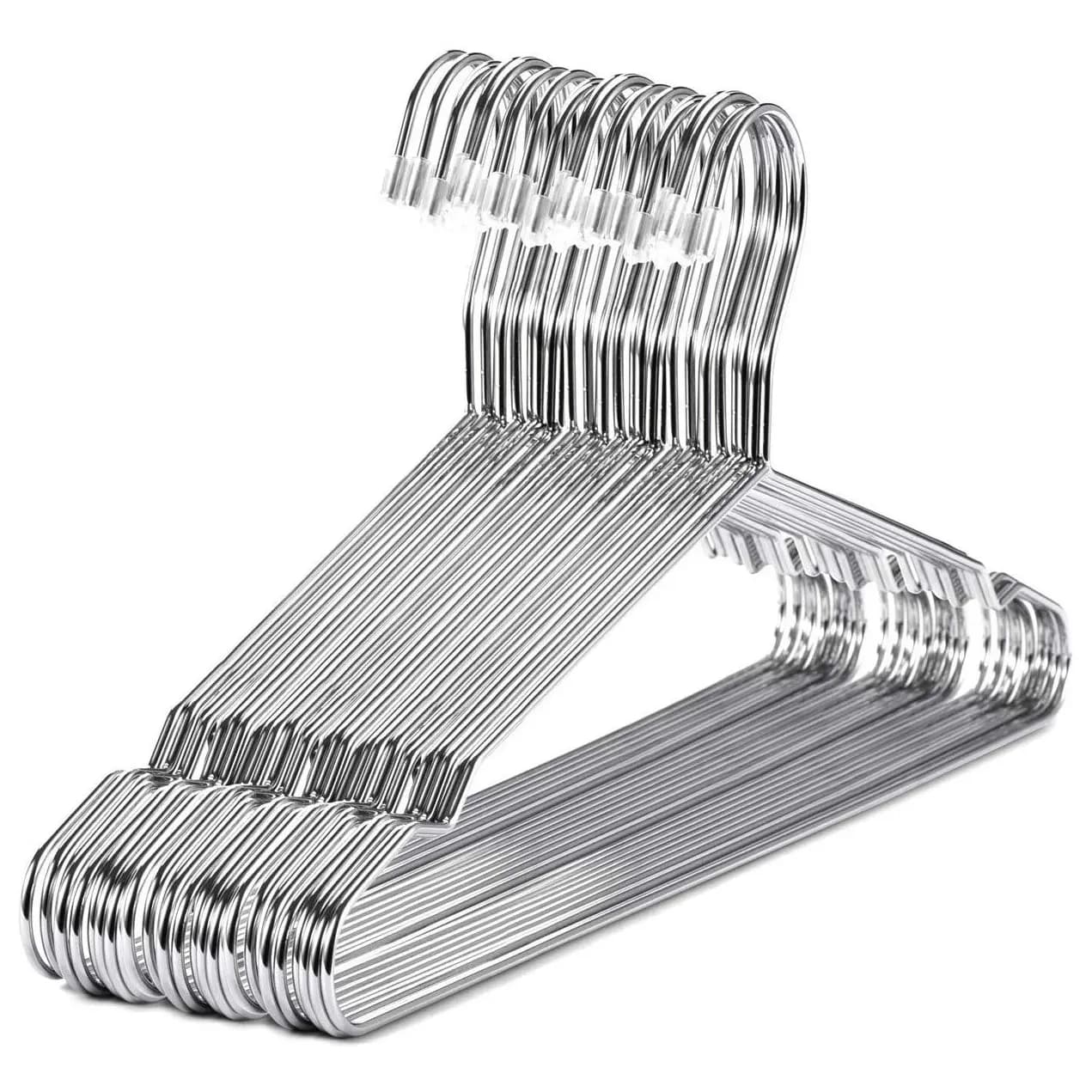 A67K-Hangers Appendiabiti in acciaio inossidabile da 40 cm, 20 pezzi, appendiabiti standard con intaglio, salvaspazio