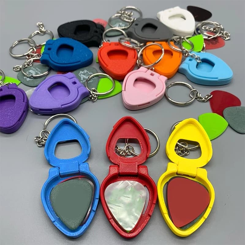 Custodia porta plettro per chitarra 1/3 pezzi con portachiavi Scatola portaoggetti in plastica portatile ed elegante Regalo per chitaristi Amanti della musica Accessori per la casa