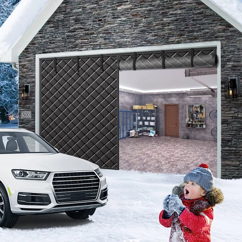 Double Door Winter Garage Door Curtain Thickened Oxford Cloth Cold-Proof Warm Windproof Magnetic Heat Insulation Door Curtain