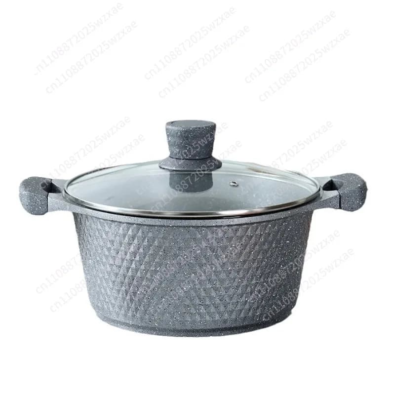 Pentola per zuppa, pentola per stufati, padella, pentola piccola in alluminio pressofuso Medical Stone, set da 10 pezzi, grigio