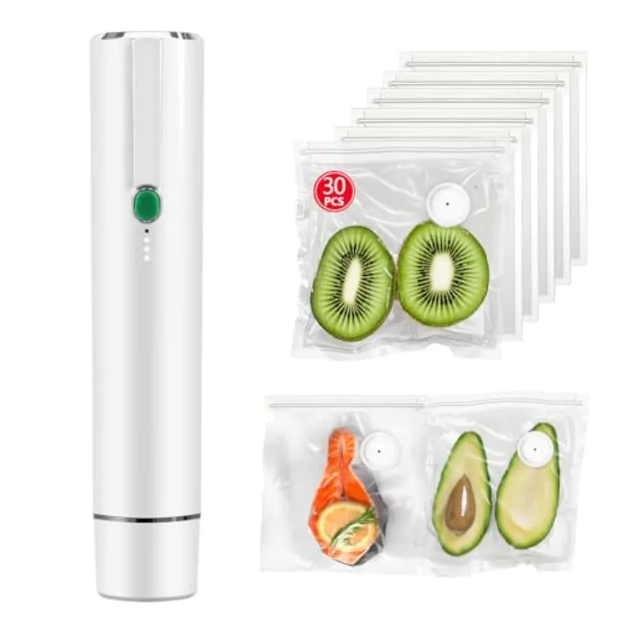Sigillatrice sottovuoto per alimenti, sigillatrice sottovuoto portatile, sigillatrici sottovuoto + 30 sacchetti sottovuoto riutilizzabili