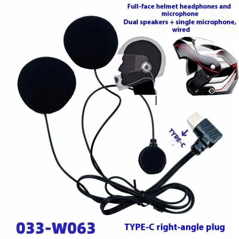 【Y】1Pcs Type-C HD Noise Reduction Motorcycle Full Face Helmet Headset With Soft Mic For E1/X1 Bluetooth Plug Microphone