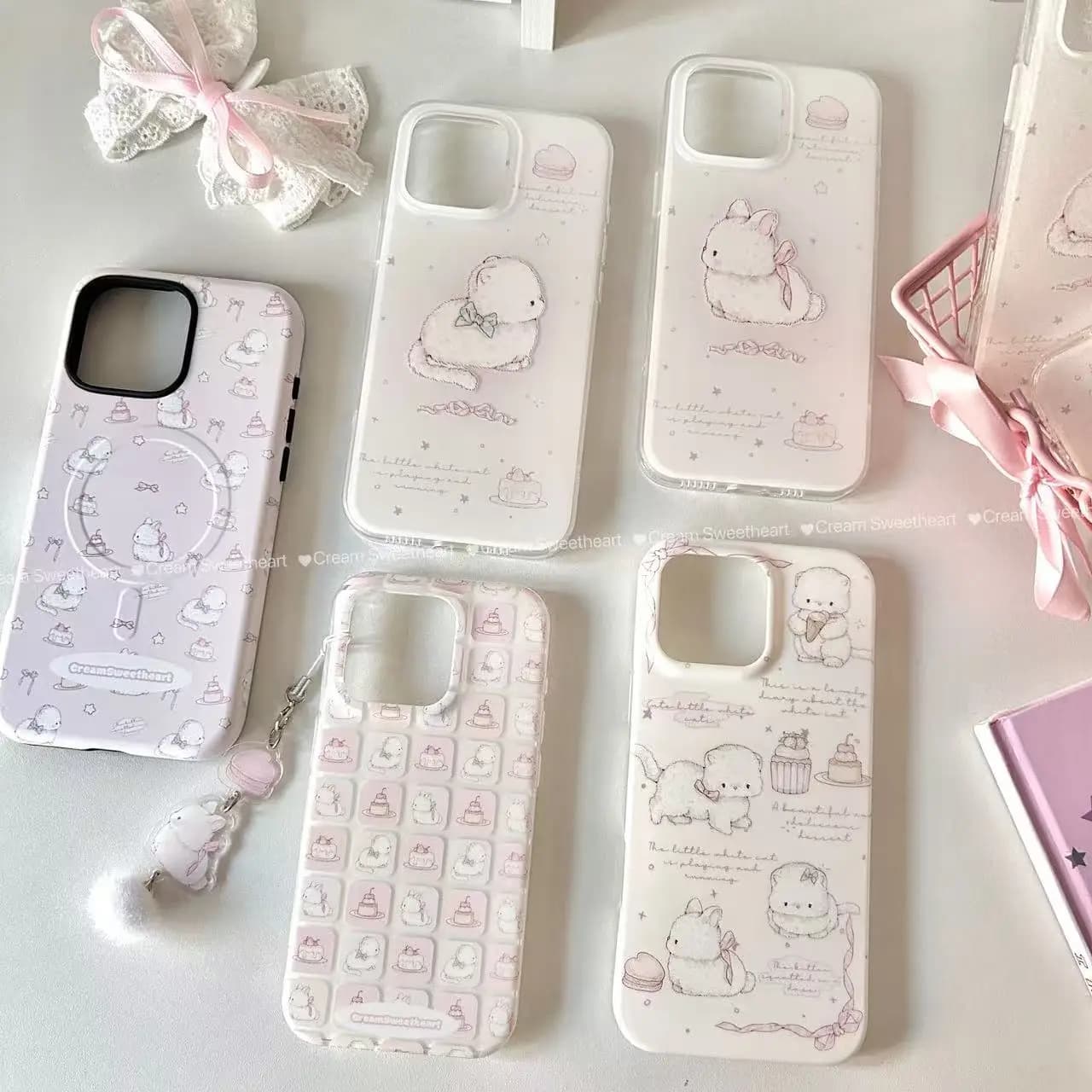 Korea ins Pink Gradient Bunny Cake Rabbit Y2K Phone Case For iPhone 18 11 12 13 14 15 16 17 AIR Pro Max Plus Soft Bumper Cover