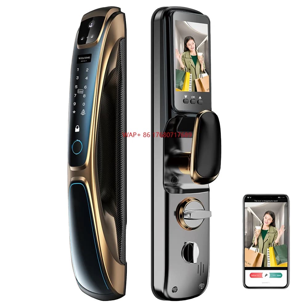 Schede di riconoscimento facciale 3D elettroniche digitali automatiche con impronte digitali Tasti in lega di alluminio Cloud Smart Door Lock Wi-Fi Home