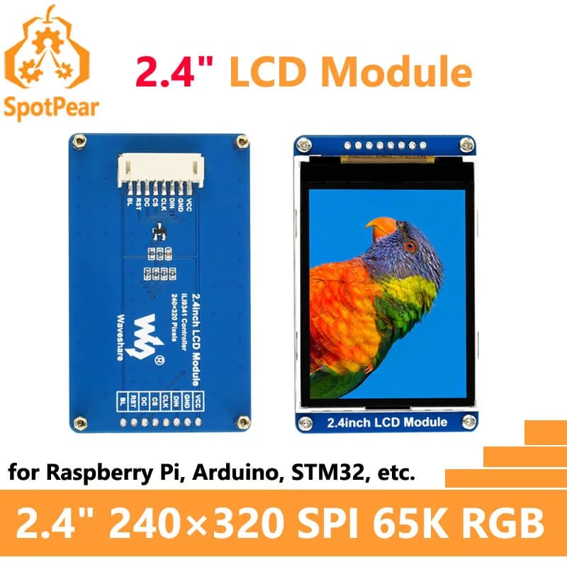 Waveshare 2.4 inch LCD display module 65K RGB 2.4 inch SPI 240×320 for Arduino / Raspberry Pi / STM32