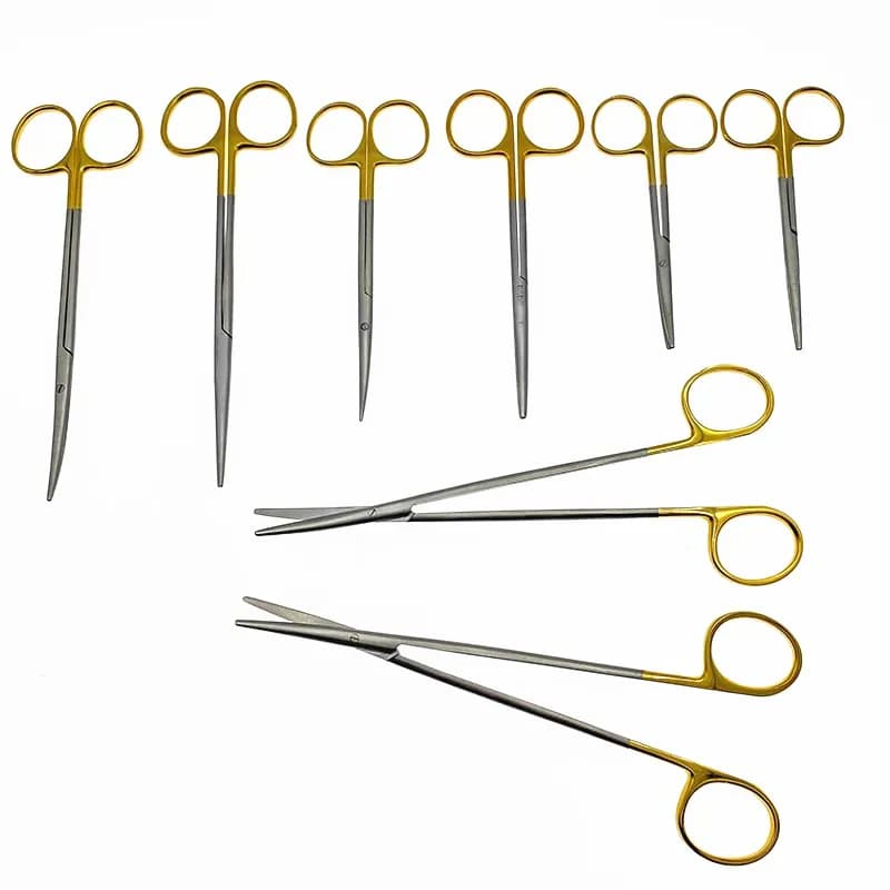 Forbici smussate con manico in oro, strumento in plastica per naso, testa nasale, forbici rotonde, strumenti per doppia palpebra
