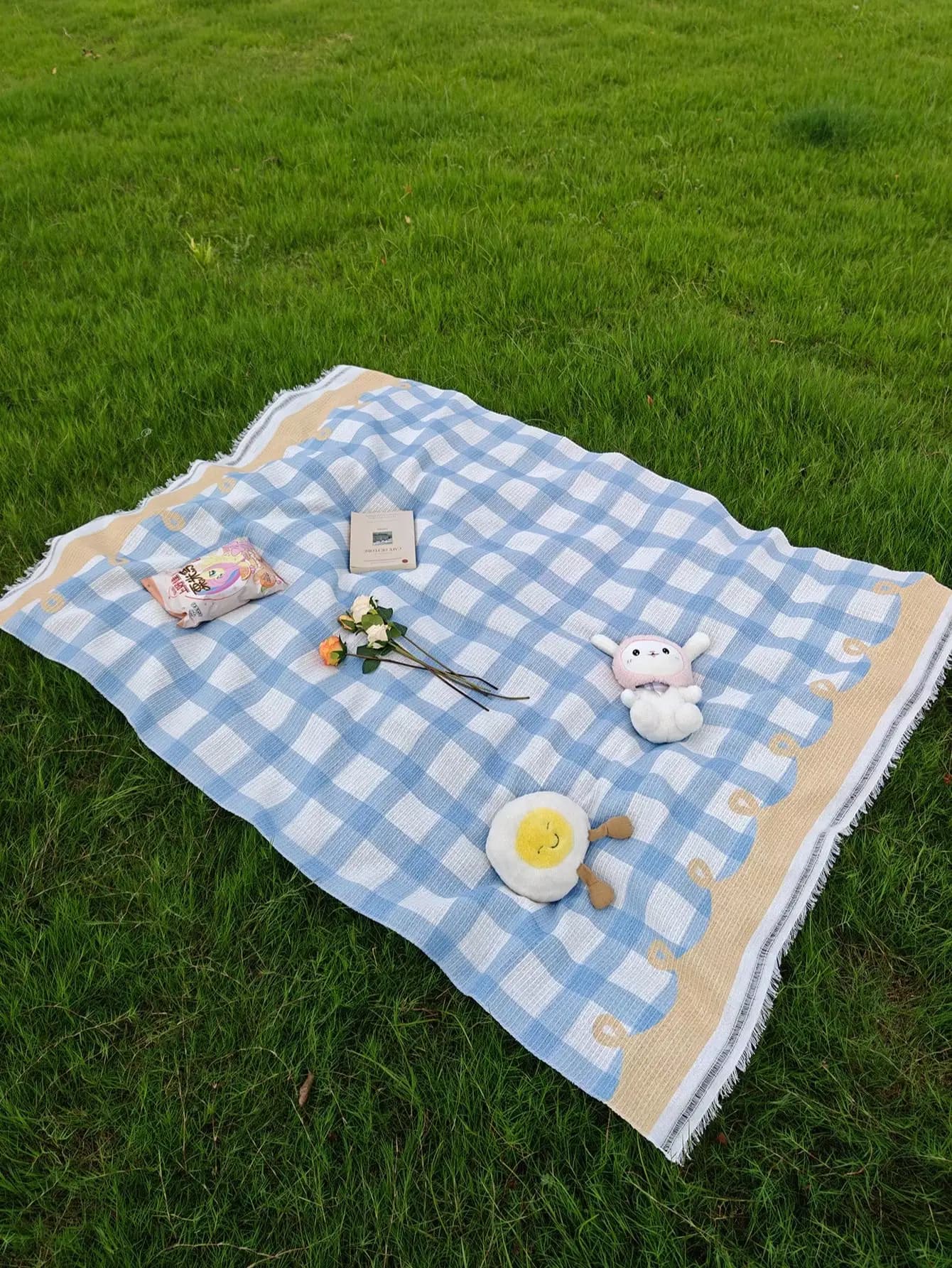 Coperta da Picnic Portatile con Stampa Cartoon, Telo da Campeggio, Telo da Spiaggia, Tappetino per Esterni, Giardino e Tenda, Coperta Calda Lavabile