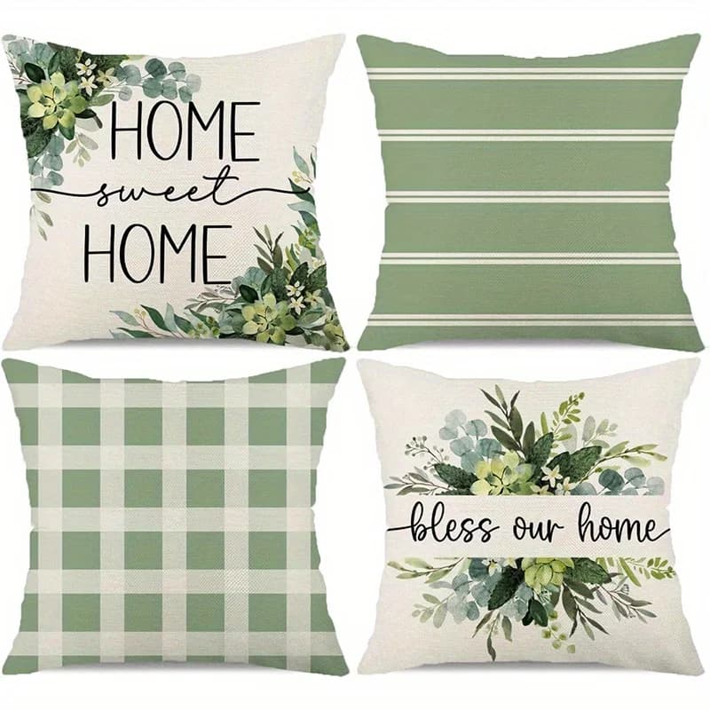 Decorazioni per la Casa, Cuscini con Motivo 'Home Sweet Home' e Floreale, Federe Decorative Adatte per Divano, Camera da Letto, Auto