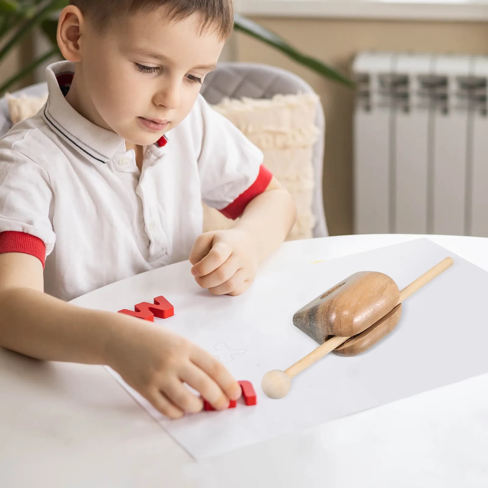 Tamburo a Blocchi in Legno per Bambini, Strumento a Percussione Montessori, Educazione Musicale Precoce, Suono Zen Rilassante